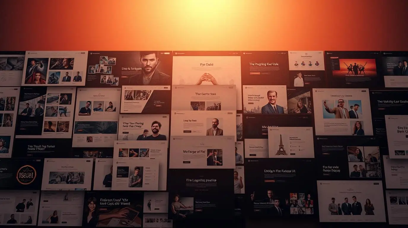 Grid of varied, elegant website template snippets.