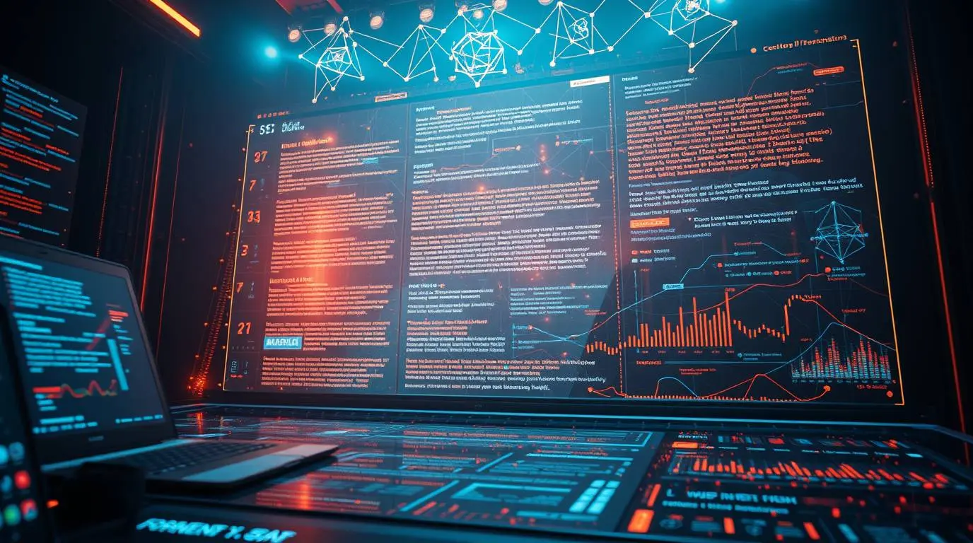 Futuristic interface showing advanced AI copywriting capabilities like multimodal content generation and hyper-personalization, with data flowing.