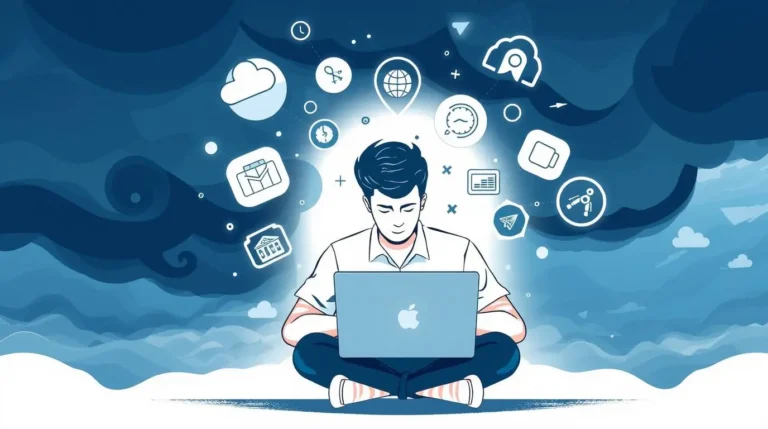 Digital illustration of a person building a passive income business by selling AI prompts through multiple platforms and tools