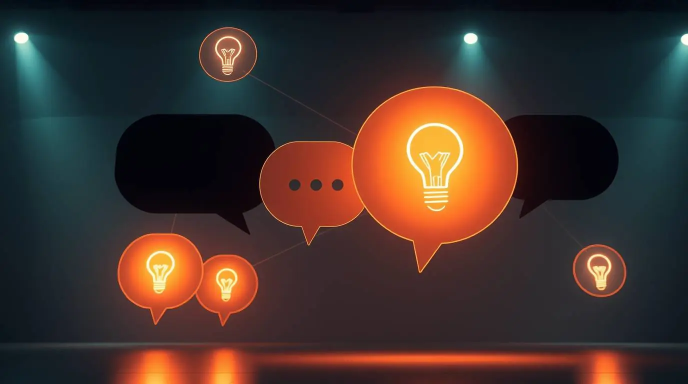 Abstract representation of interconnected question marks and lightbulbs.
