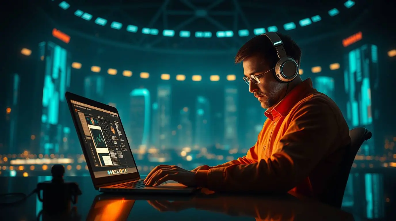 Person using AI writing assistant tools on a laptop